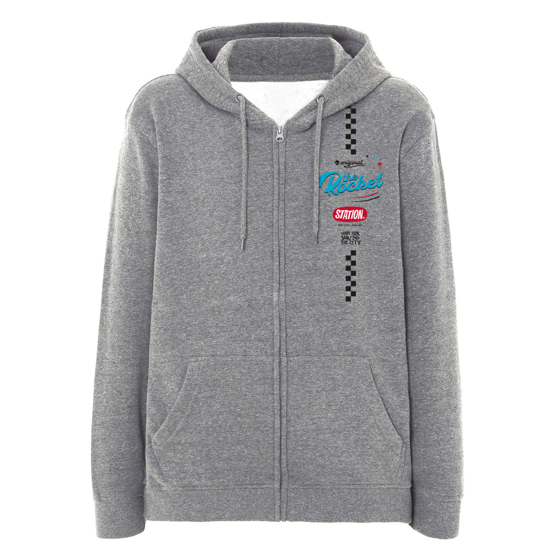 Sudadera con cremallera color gris Modelo Rocket vista frontal