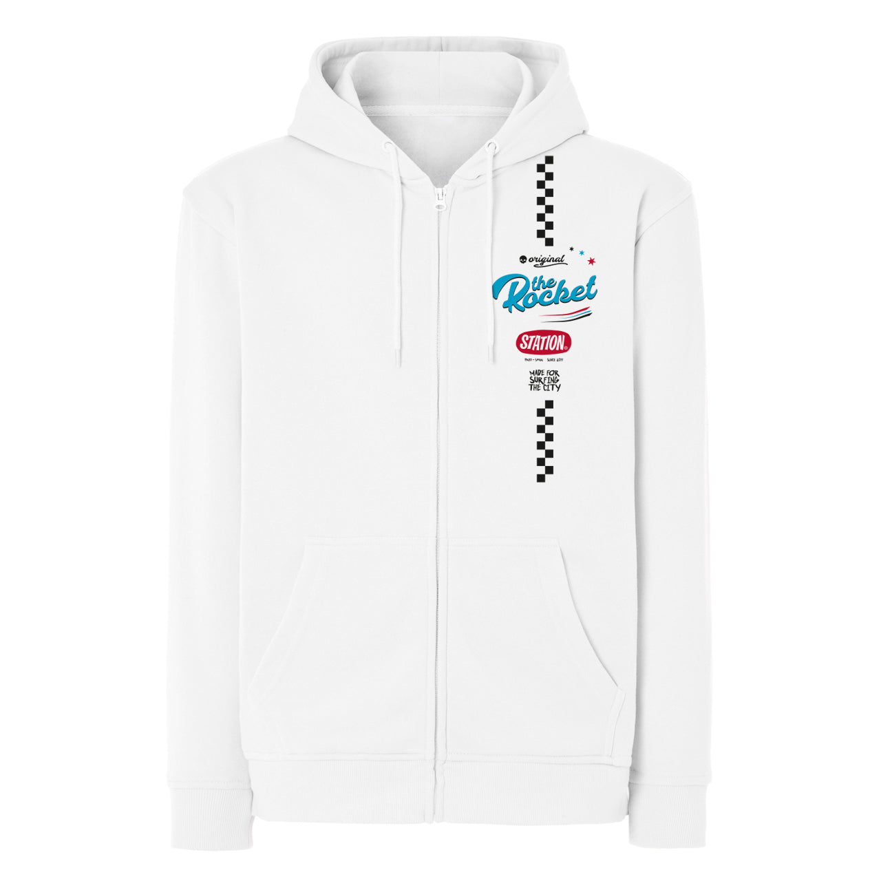 Sudadera con cremallera color blanco Modelo Rocket vista frontal