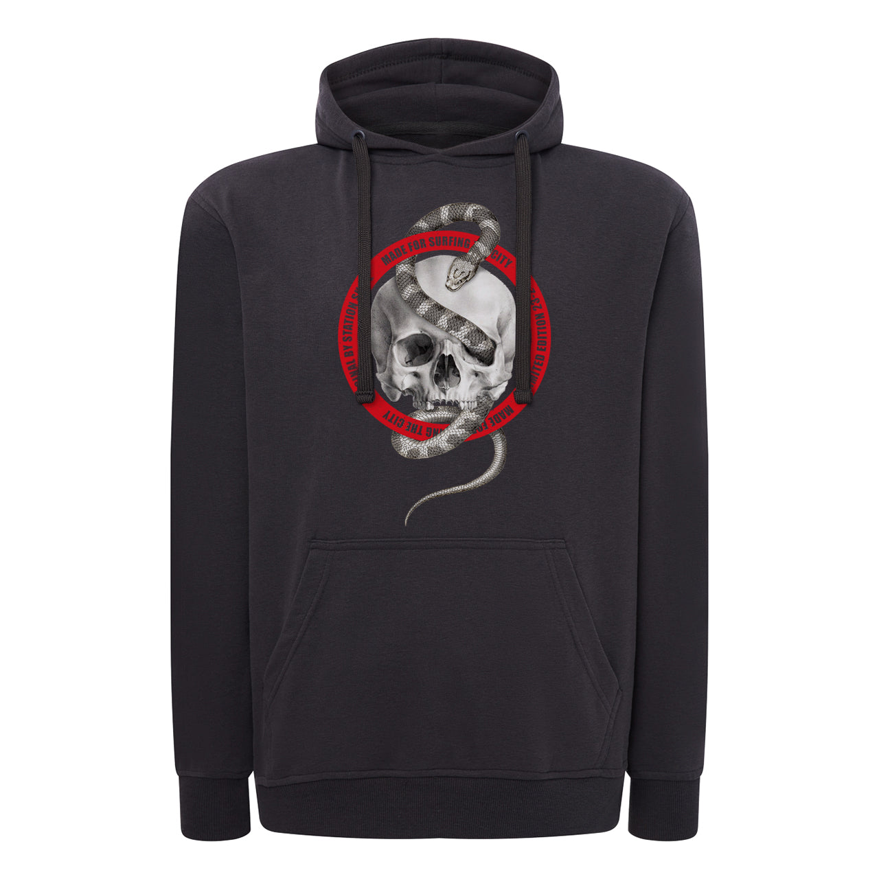 Sudadera PEACH CHC color chocolate con  calavera y serpiente realista vista frontal