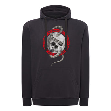 Sudadera PEACH CHC color chocolate con  calavera y serpiente realista vista frontal