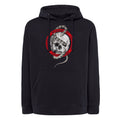 Sudadera SWEART color AZUL NY con  calavera y serpiente realista vista frontal