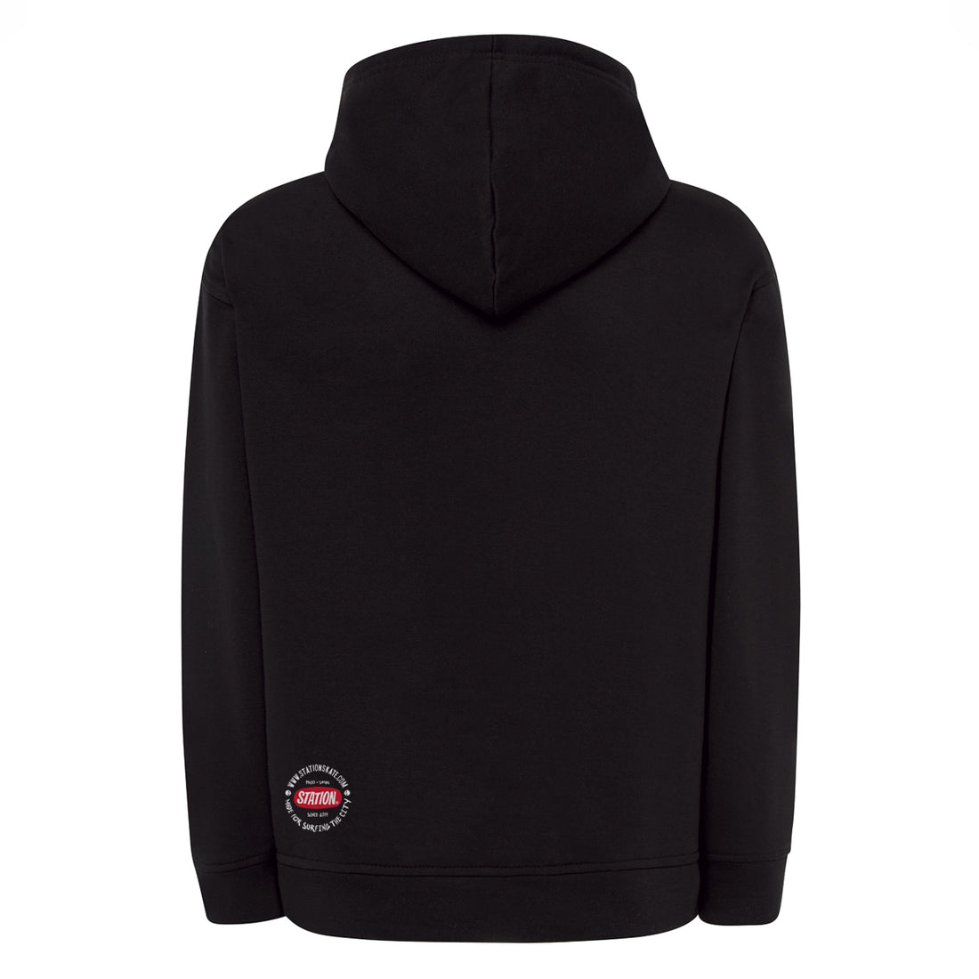 Sudadera SWEART color negro sello calavera original Station vista frontal