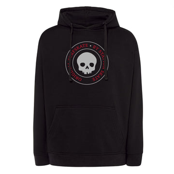 Sudadera SWEART color negro sello calavera original Station vista frontal