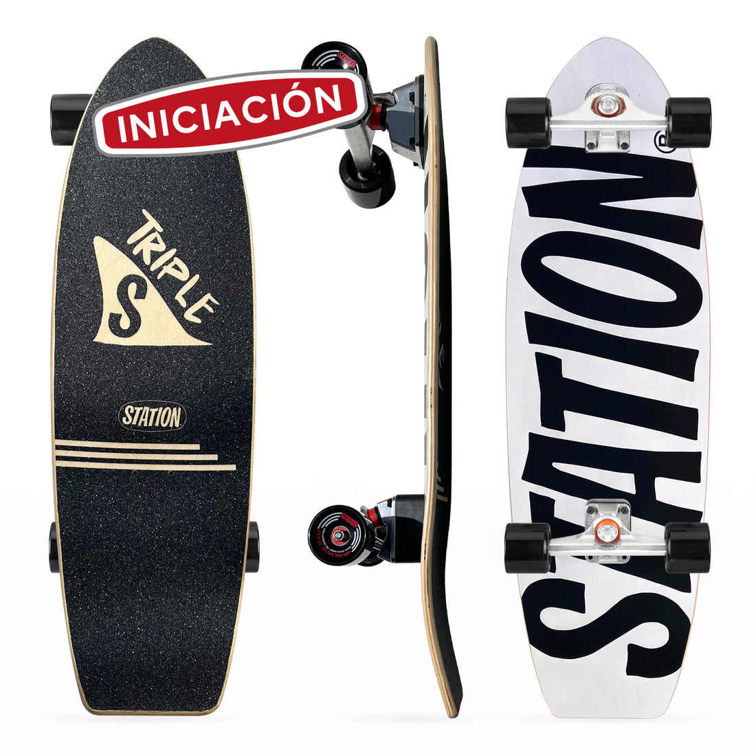 Tabla surfskate Station Triple S deck estilo old school para carving y cruising – Station Triple S surfskate skateboard deck old school shape for carving and cruising