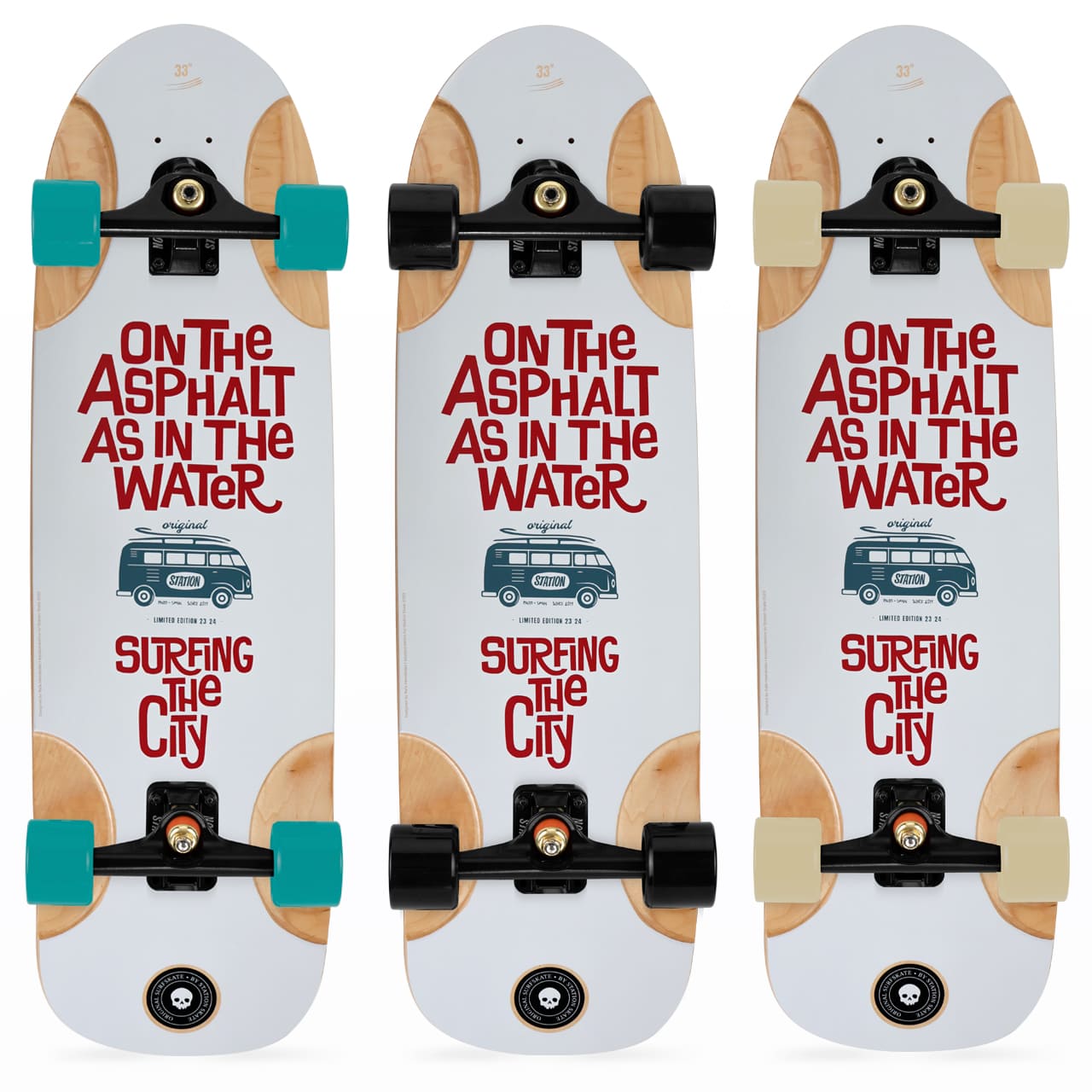 Detalles combinaciones ejes y ruedas Surfskate Completo 'VAN' - StationSkate