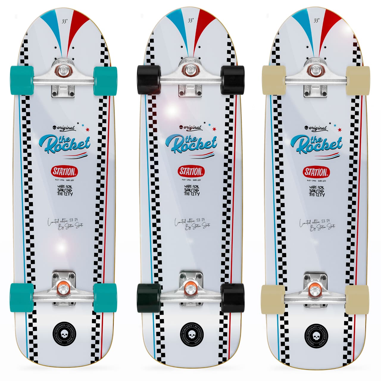 Detalles combinaciones ejes y ruedas Surfskate Completo 'THE ROCKET' - StationSkate