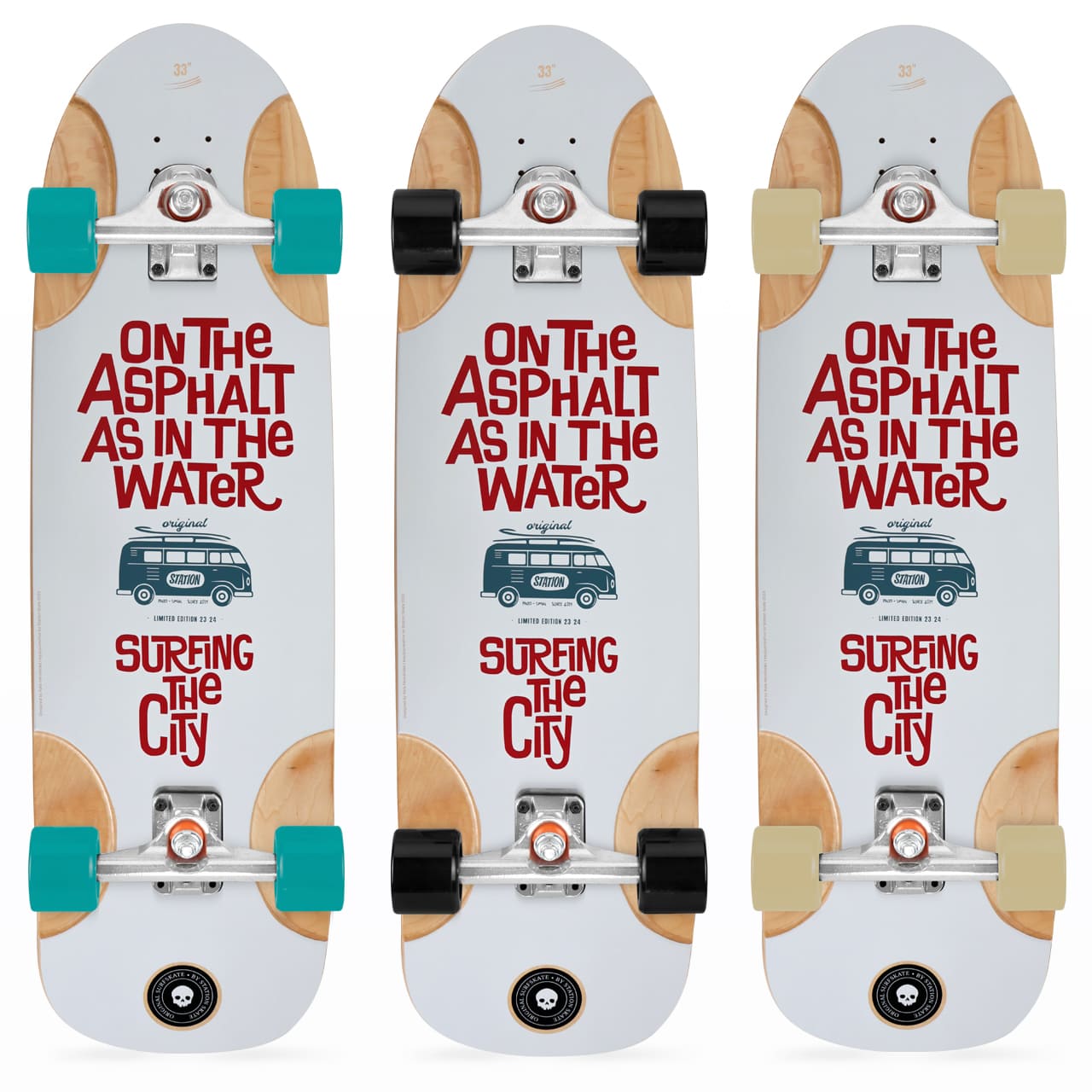Detalles combinaciones ejes y ruedas Surfskate Completo 'VAN' - StationSkate