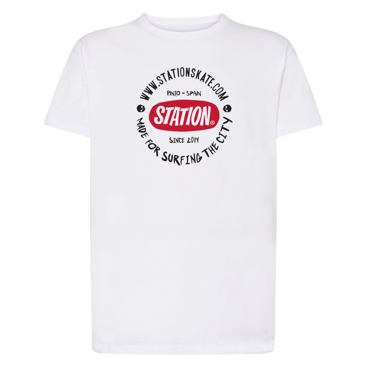 Camiseta blanca con sello original logo Station Skate