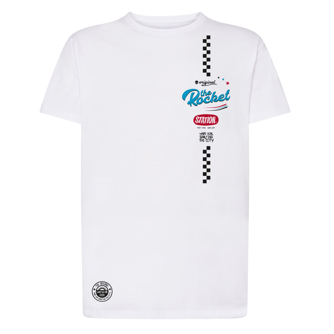 Camiseta blanca Rocket con cuadros estilo VANS 
