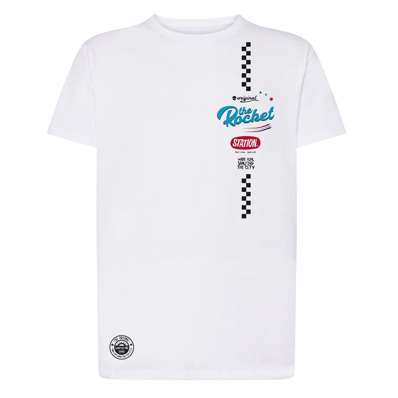 Camiseta blanca Rocket con cuadros estilo VANS 