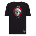 Camiseta color negro con  calavera y serpiente realista 