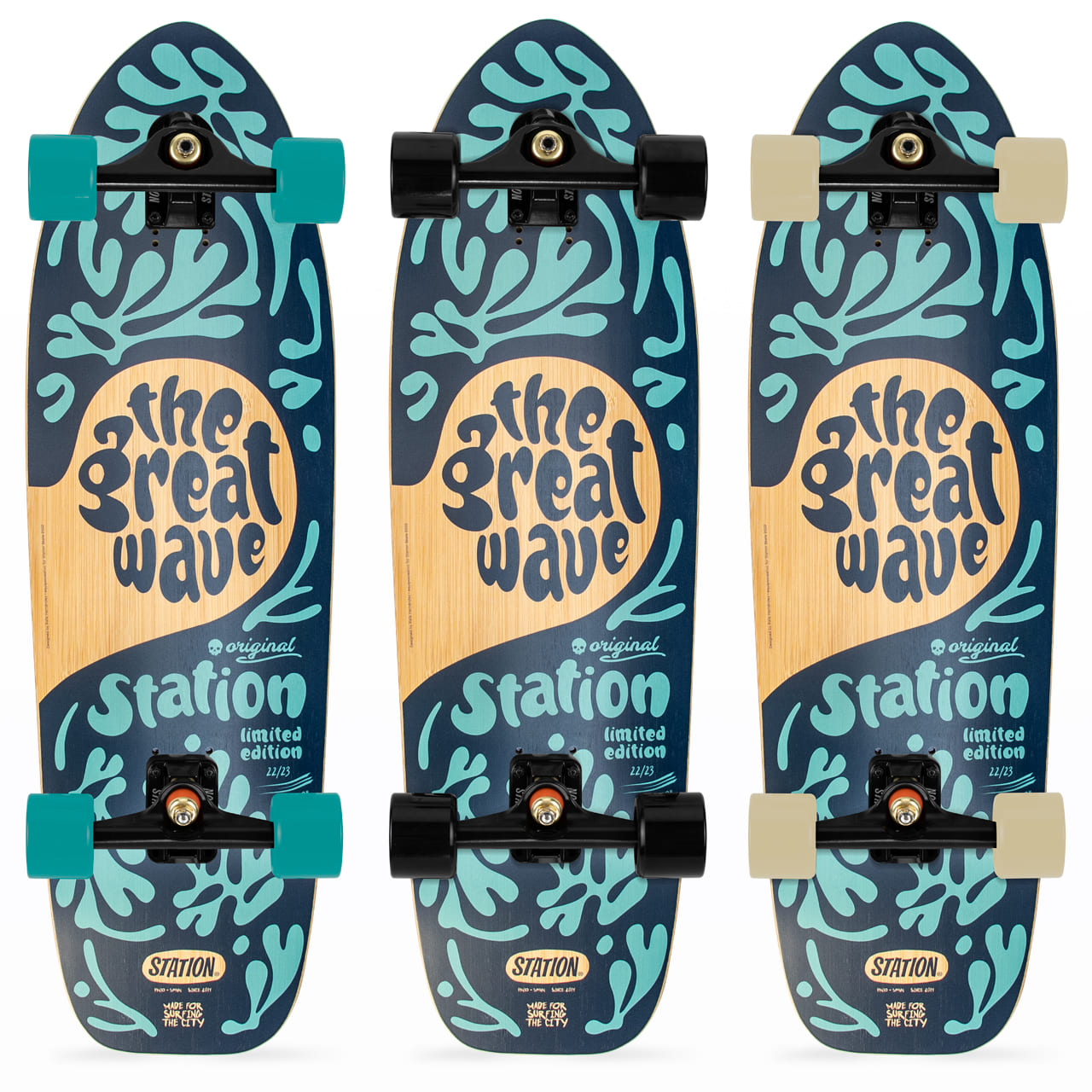 Surfskate Completo 'THE GREAT WAVE' 33" Bambú - StationSkate