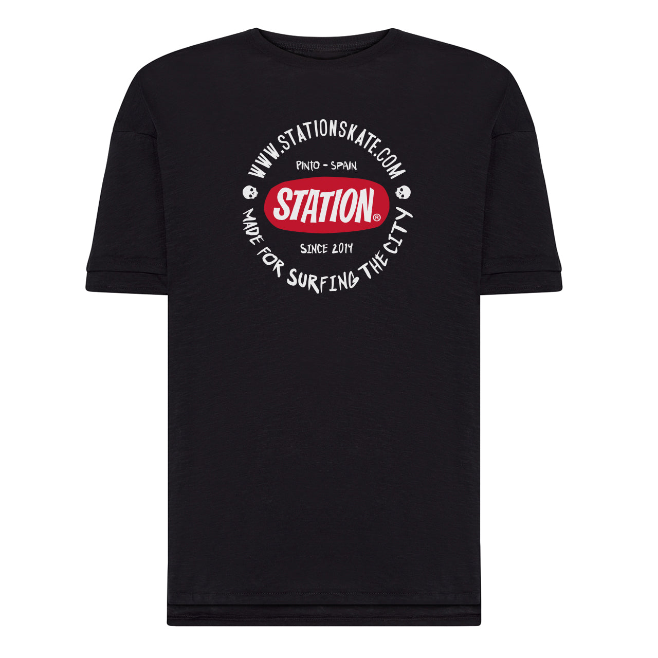 Camiseta negra con sello original logo Station Skate