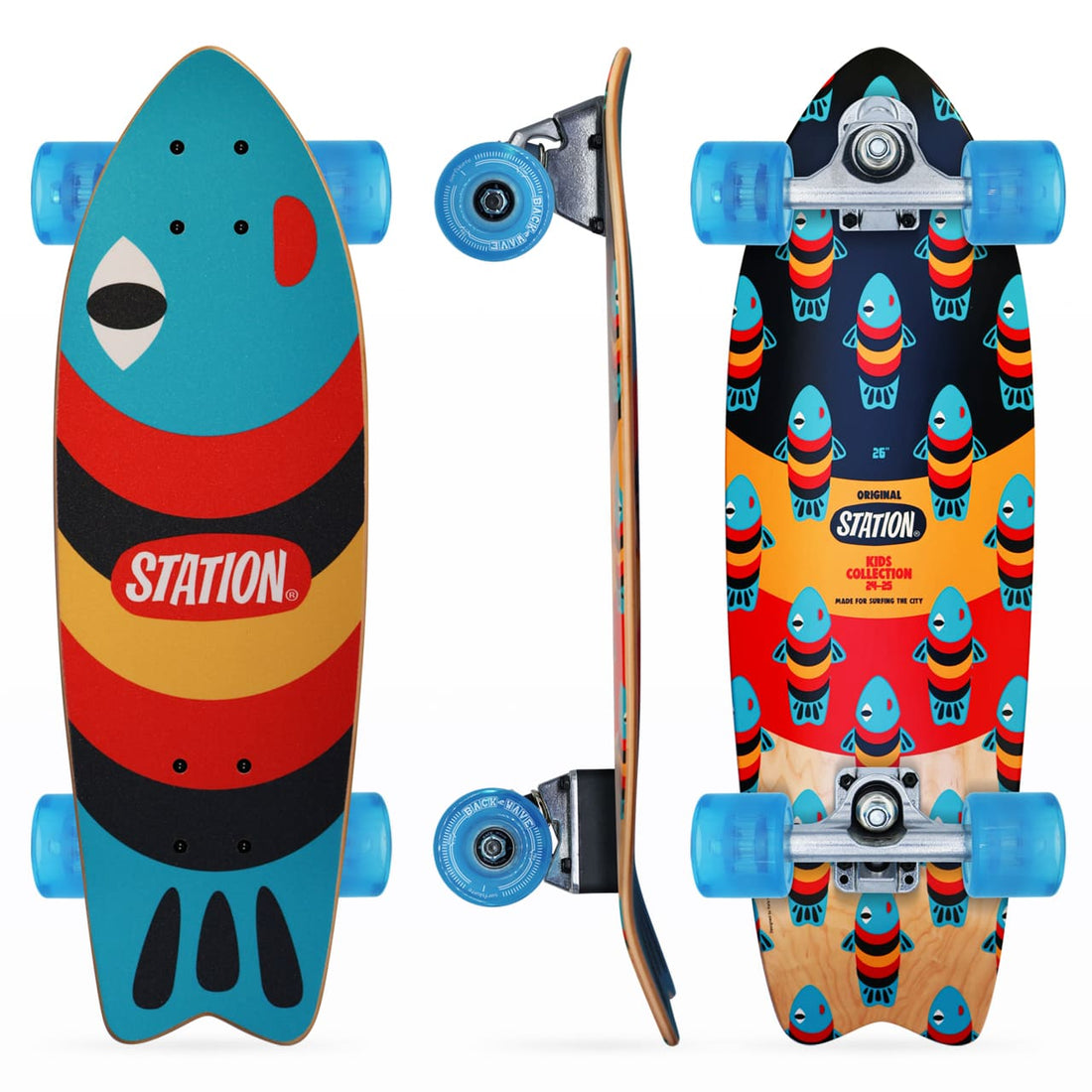 Surfskate infantil Completo 'BLUE LITTLE FISH' - StationSkate