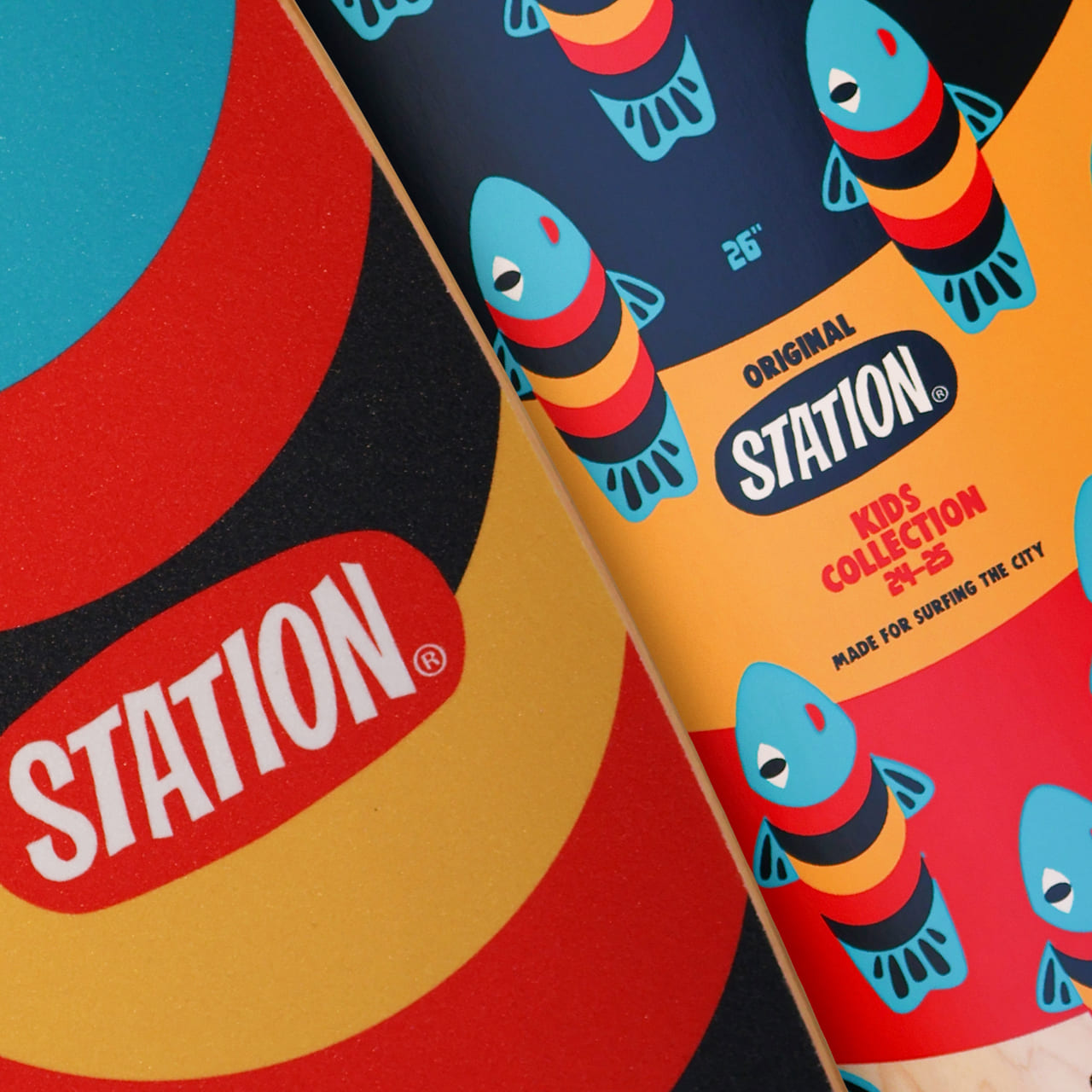 Surfskate infantil Completo detalle lija 'BLUE LITTLE FISH' - StationSkate