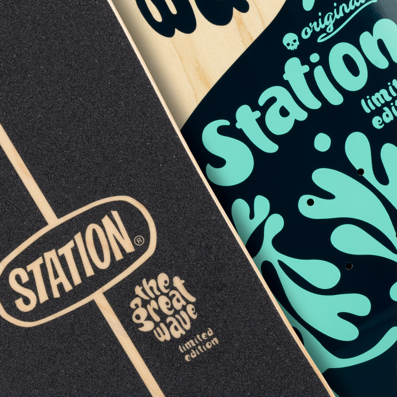 Tabla 'THE GREAT WAVE' 33" Bambú - StationSkate detalles lija
